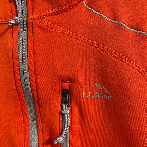 Womens‎ L.L. Bean Orange 1/2 Zip Fleece Lined Pullover Hooded Jacket Size Large - Picture 2 of 4